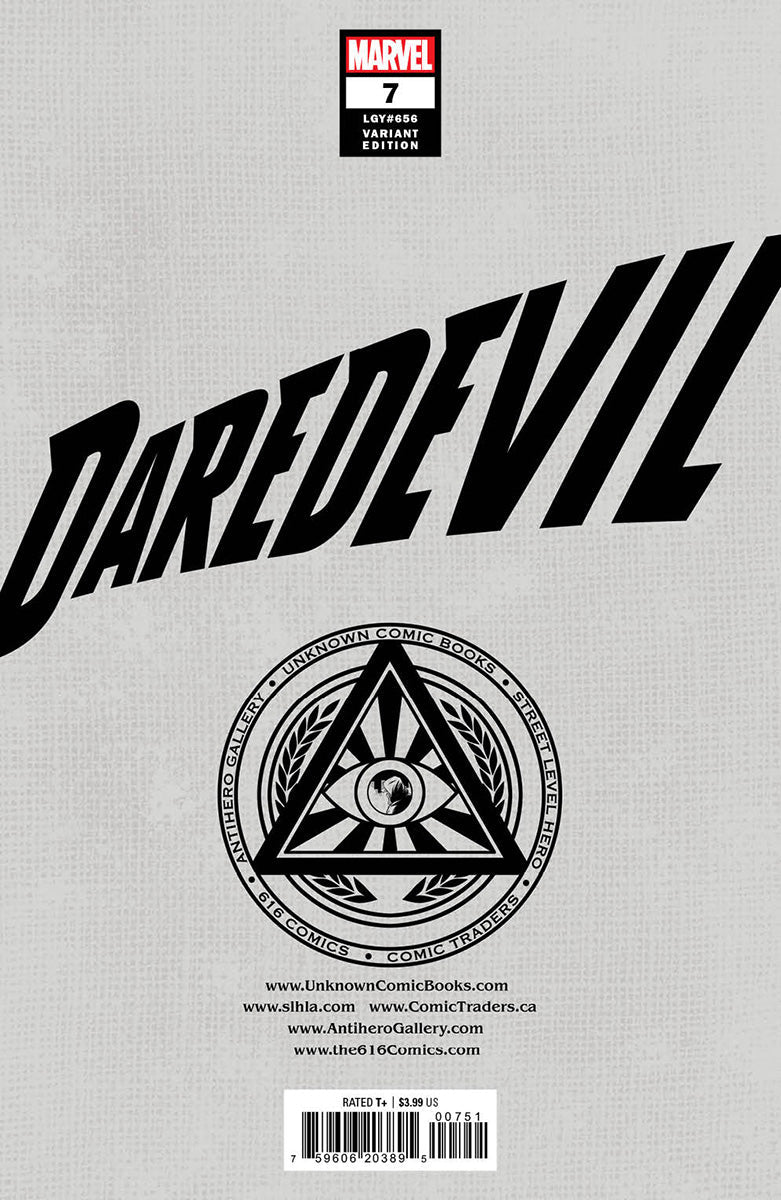 DAREDEVIL #7 UNKNOWN COMICS TYLER KIRKHAM EXCLUSIVE VIRGIN VAR (01/11/2023) - East Coast Comics