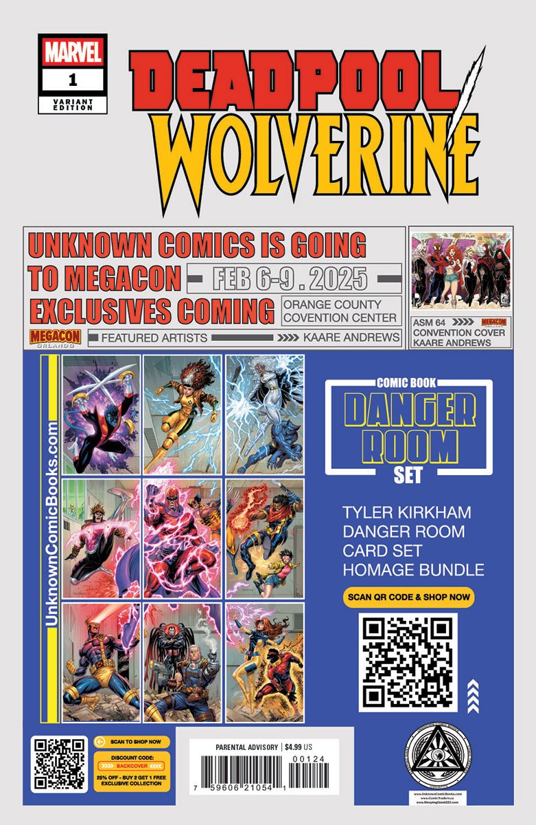 Deadpool / Wolverine 1 Unknown Comics Tyler Kirkham Exclusive Virgin PREMIUM BATTLE DAMAGED Var (01/01/2025) - East Coast Comics