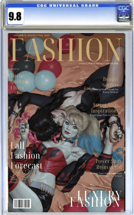Harley Quinn X Elvira 1 - ECC Exclusive PXVX Fashion Magazine Variant (10/01/25) - East Coast Comics