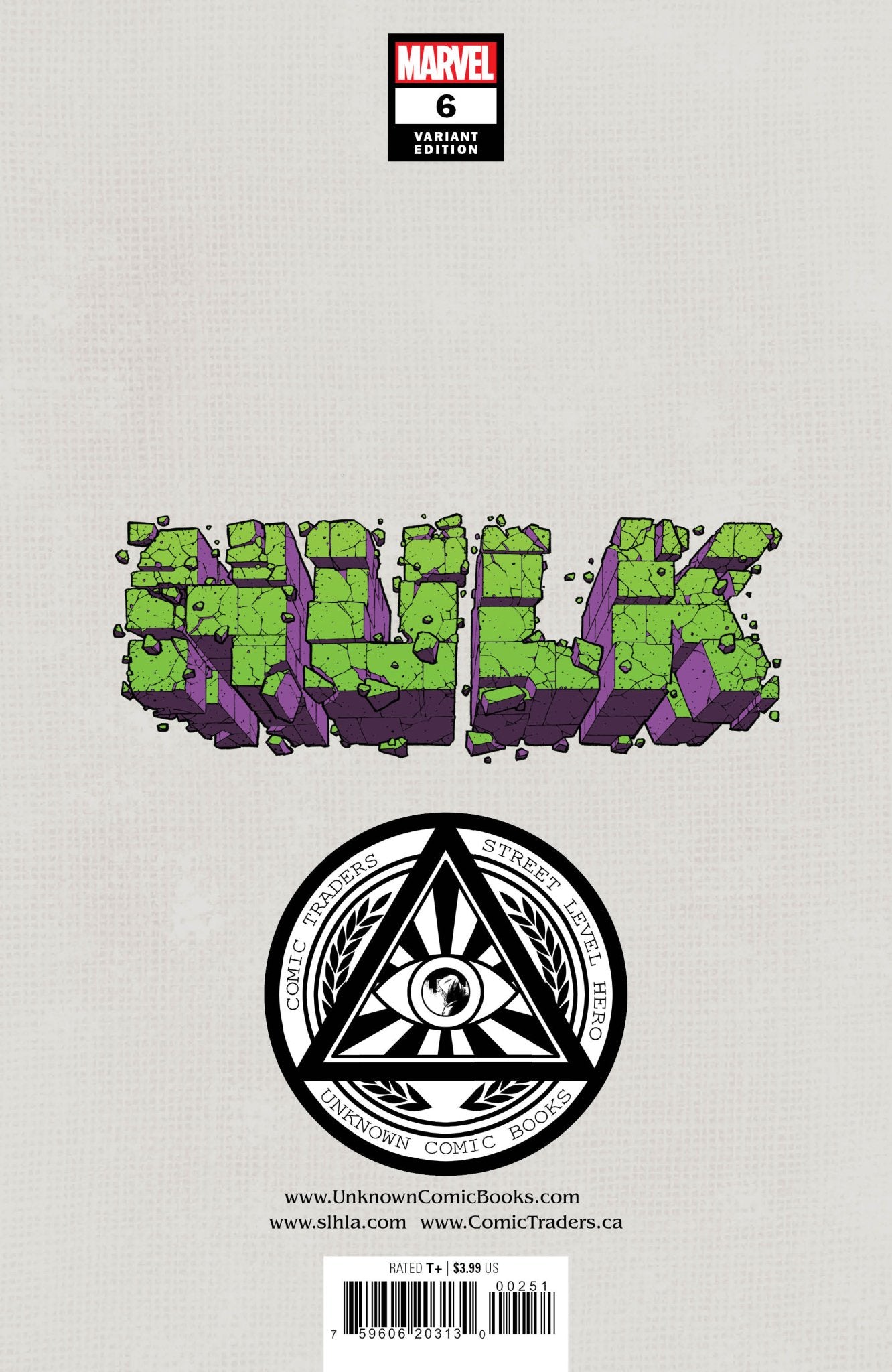 Hulk 6 Unknown Comics Will Sliney Exclusive Var (04/20/2022) - East Coast Comics