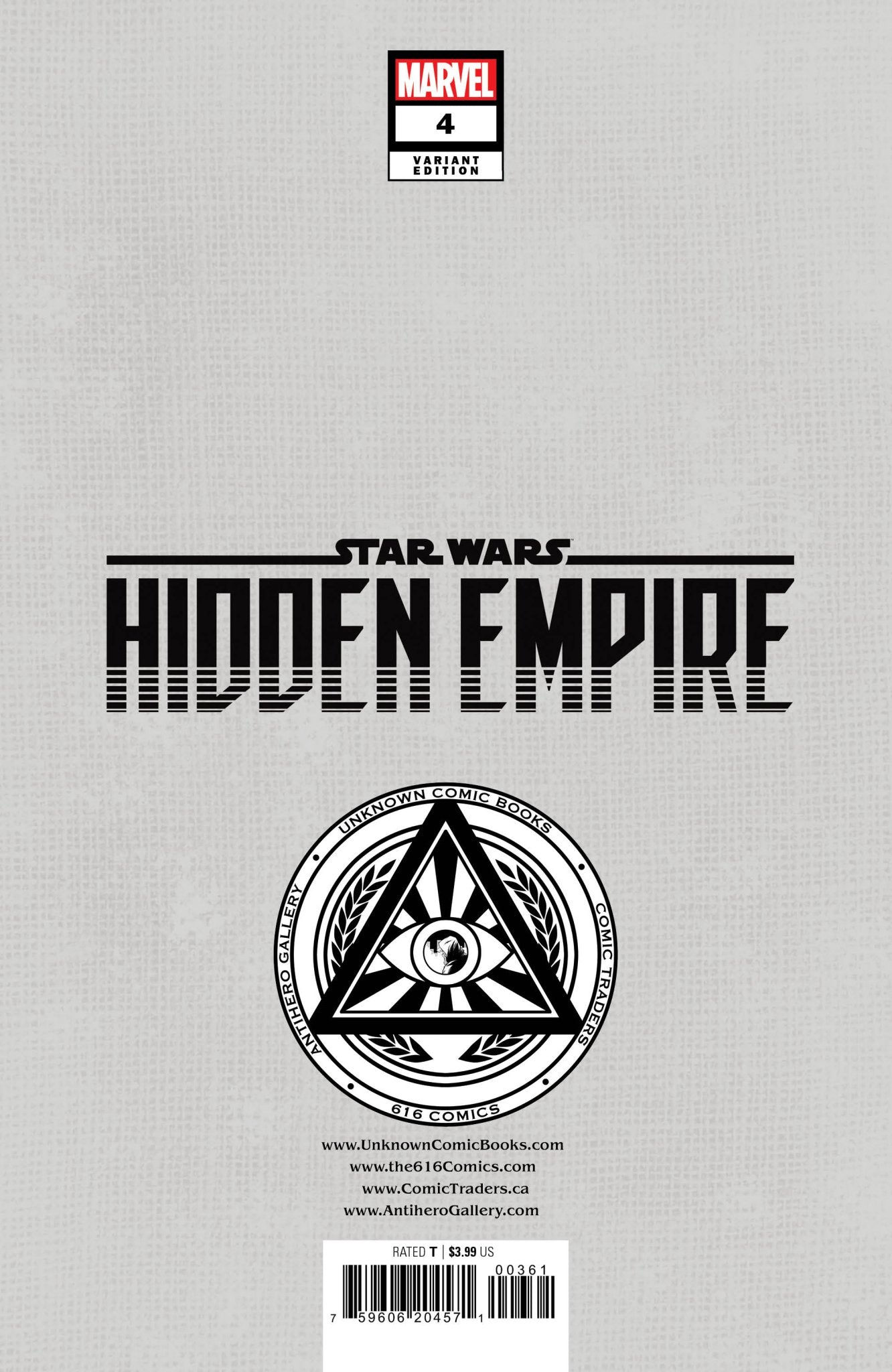 Star Wars: Hidden Empire 4 Unknown Comics Patch Zircher Exclusive Virgin Var (03/01/2023) - East Coast Comics