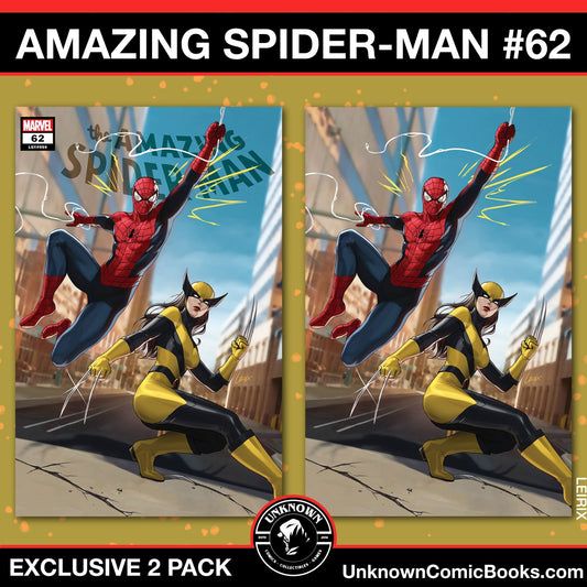 [2 PACK] AMAZING SPIDER - MAN 62 UNKNOWN COMICS LEIRIX EXCLUSIVE VAR (11/27/2024) - East Coast Comics