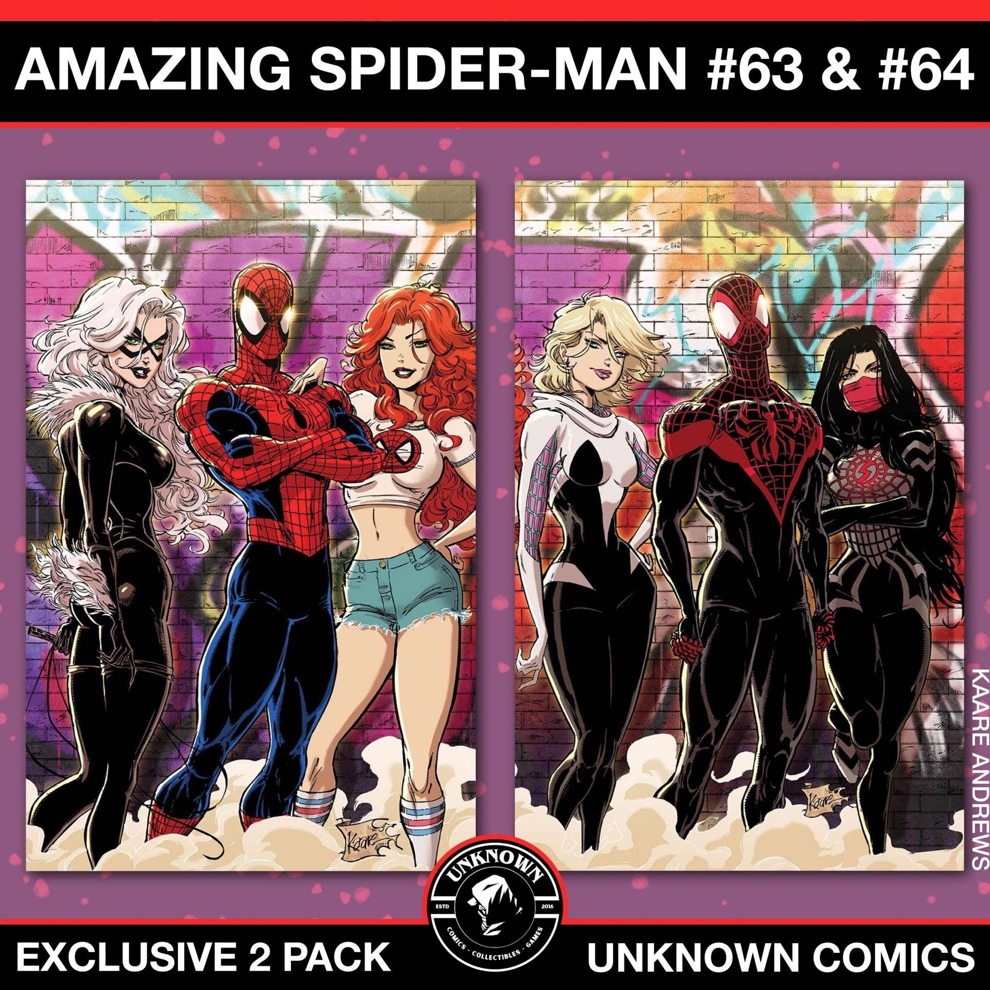 [2 Pack] Amazing Spider - Man 63 - 64 Unknown Comics Kaare Andrews Connecting Covers Exclusive Virgin Var (12/25/2024) - East Coast Comics