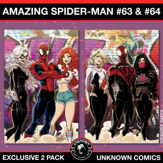 [2 Pack] Amazing Spider - Man 63 - 64 Unknown Comics Kaare Andrews Connecting Covers Exclusive Virgin Var (12/25/2024) - East Coast Comics