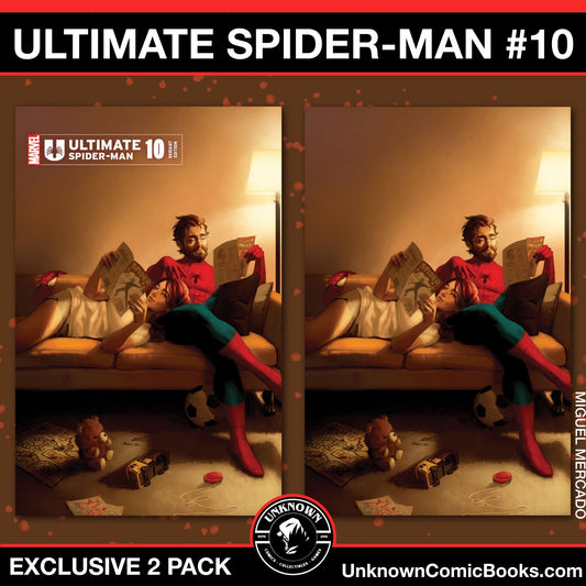 [2 PACK] ULTIMATE SPIDER - MAN 10 UNKNOWN COMICS MIGUEL MERCADO EXCLUSIVE VAR (10/16/2024) - East Coast Comics