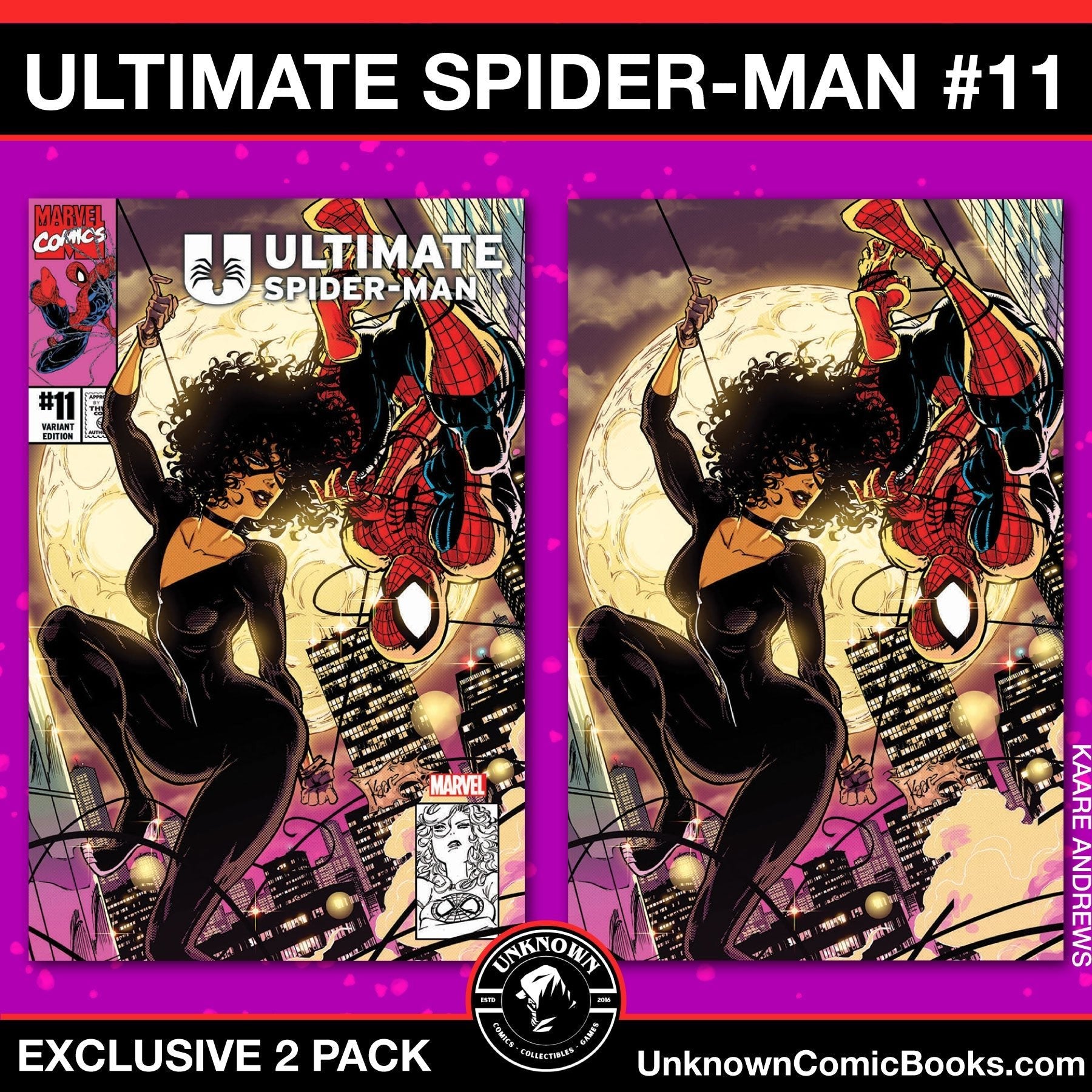 [2 PACK] ULTIMATE SPIDER - MAN 11 UNKNOWN COMICS KAARE ANDREWS EXCLUSIVE VAR (11/20/2024) - East Coast Comics