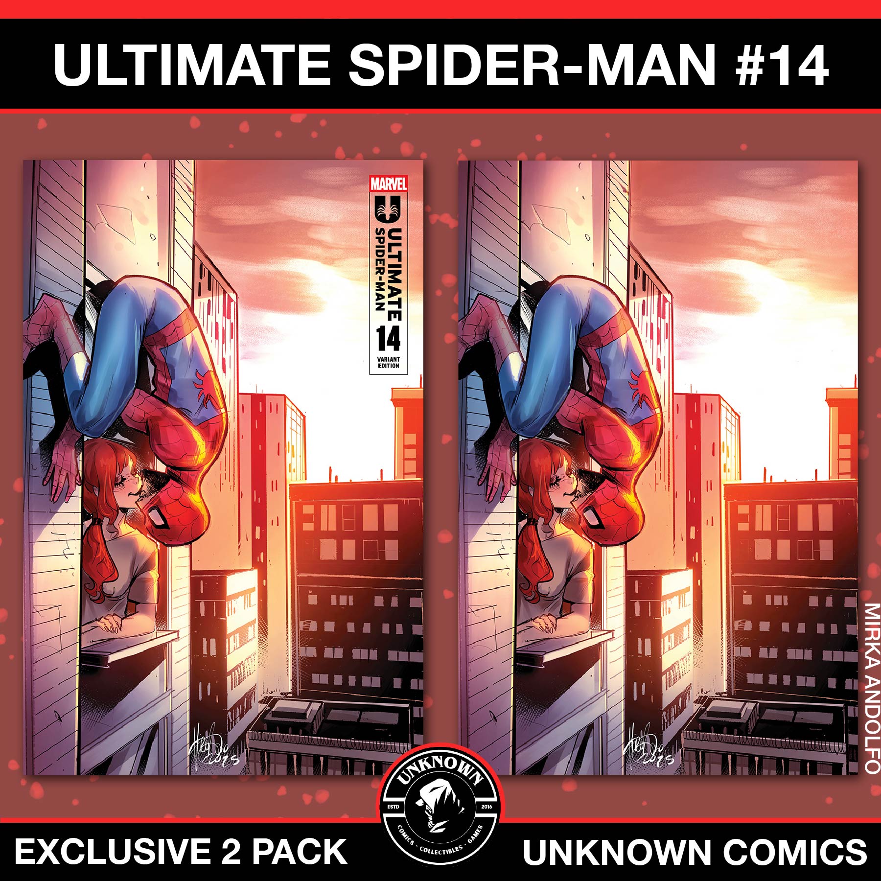 [2 PACK] Ultimate Spider - Man 14 Unknown Comic Mirka Andolfo Exclusive Var (02/12/2025) (02/26/2025) - East Coast Comics