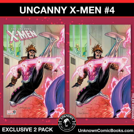 [2 PACK] UNCANNY X - MEN 4 UNKNOWN COMICS TYLER KIRKHAM CONNECTING COVER EXCLUSIVE VAR (10/16/2024) - East Coast Comics