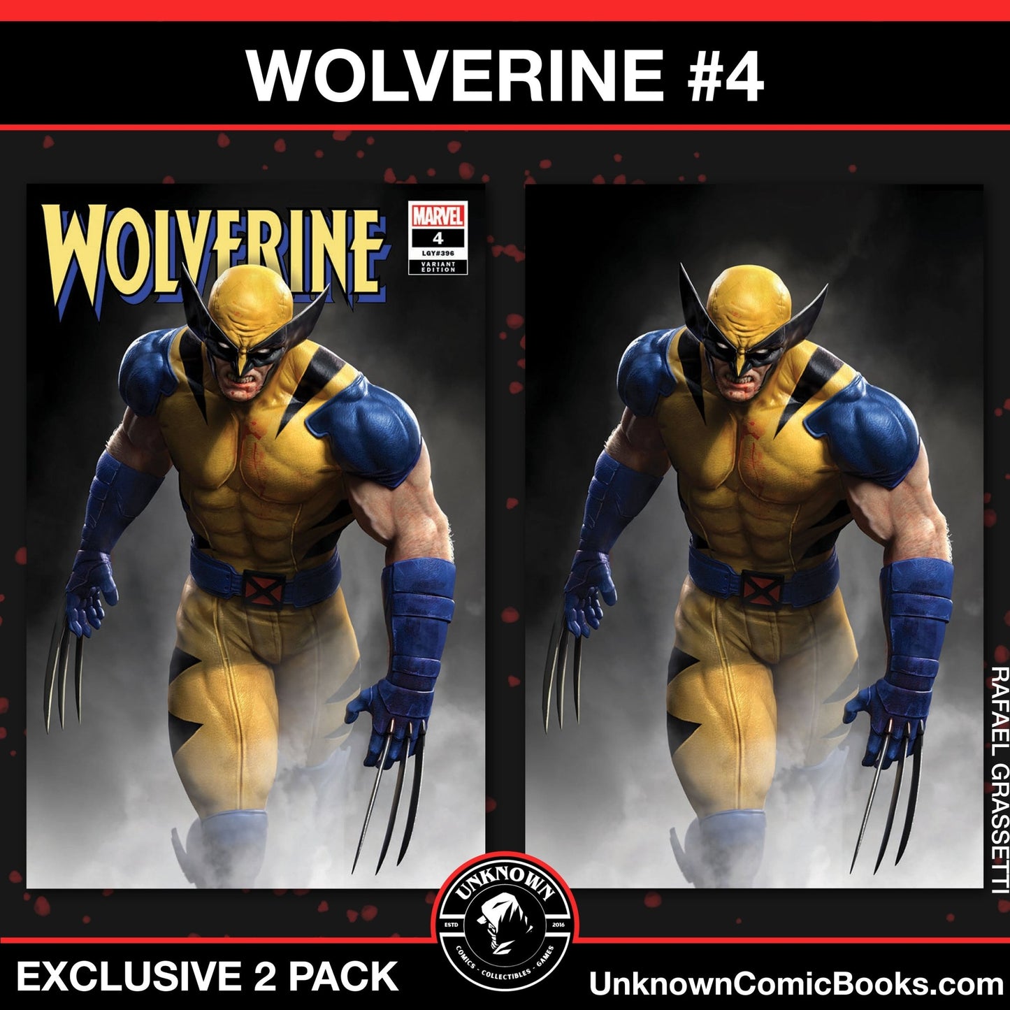 [2 PACK] WOLVERINE 4 UNKNOWN COMICS RAFAEL GRASSETTI EXCLUSIVE VAR (12/04/2024) - East Coast Comics