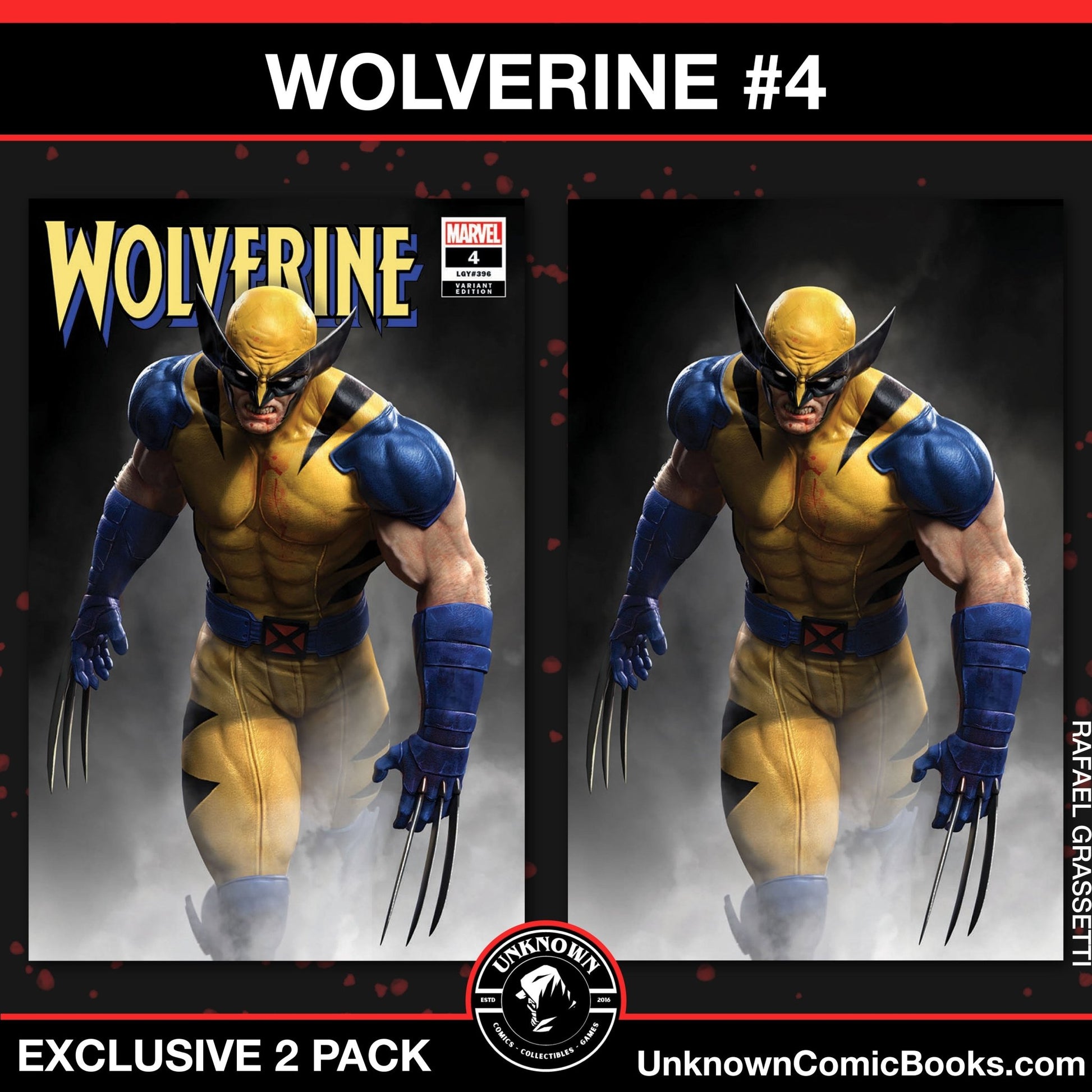 [2 PACK] WOLVERINE 4 UNKNOWN COMICS RAFAEL GRASSETTI EXCLUSIVE VAR (12/04/2024) - East Coast Comics