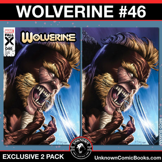[2 Pack] Wolverine 46 Unknown Comics Mico Suayan Exclusive Var [03/27/2024] - East Coast Comics