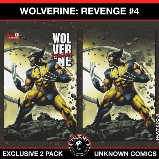 [2 Pack] Wolverine: Revenge - Red Band 4 Unknown Comics MICO SUAYAN Connecting Cover Exclusive Var [Polybagged] Explicit Content (01/22/2025) - East Coast Comics