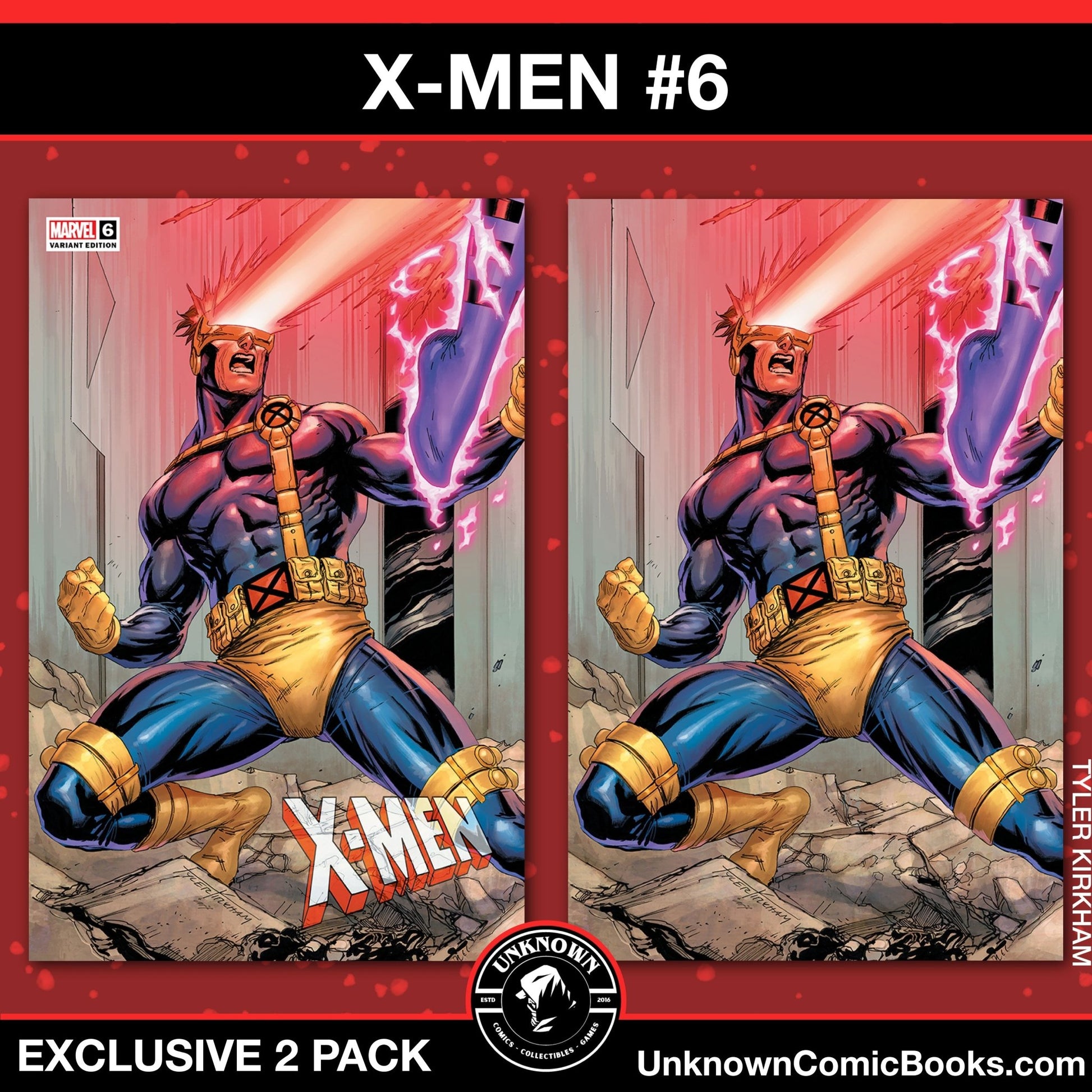 [2 PACK] X - MEN 6 UNKNOWN COMICS TYLER KIRKHAM CONNECTING COVER EXCLUSIVE VAR (10/23/2024) - East Coast Comics