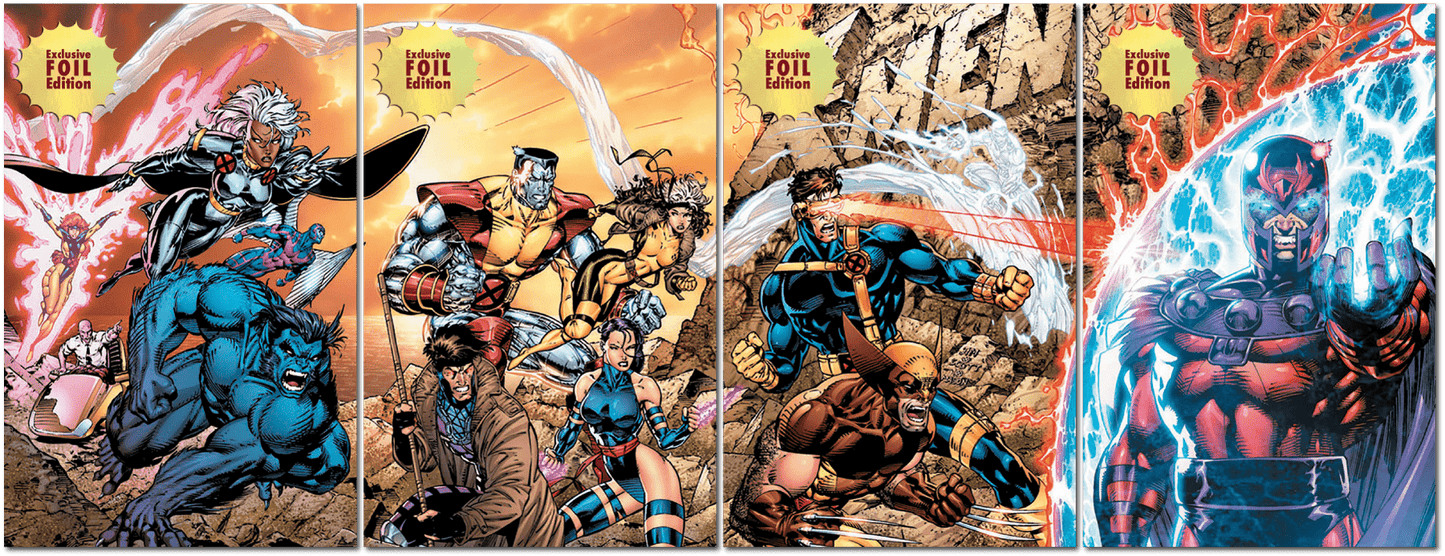 [4 PACK 🚨 Limited Edition! 🚨] [FOIL] X - Men 1991 1 Facsimile Edition Unknown Comics Jim Lee Exclusive Connecting Cover PREMIUM Var (02/12/2025) - East Coast Comics