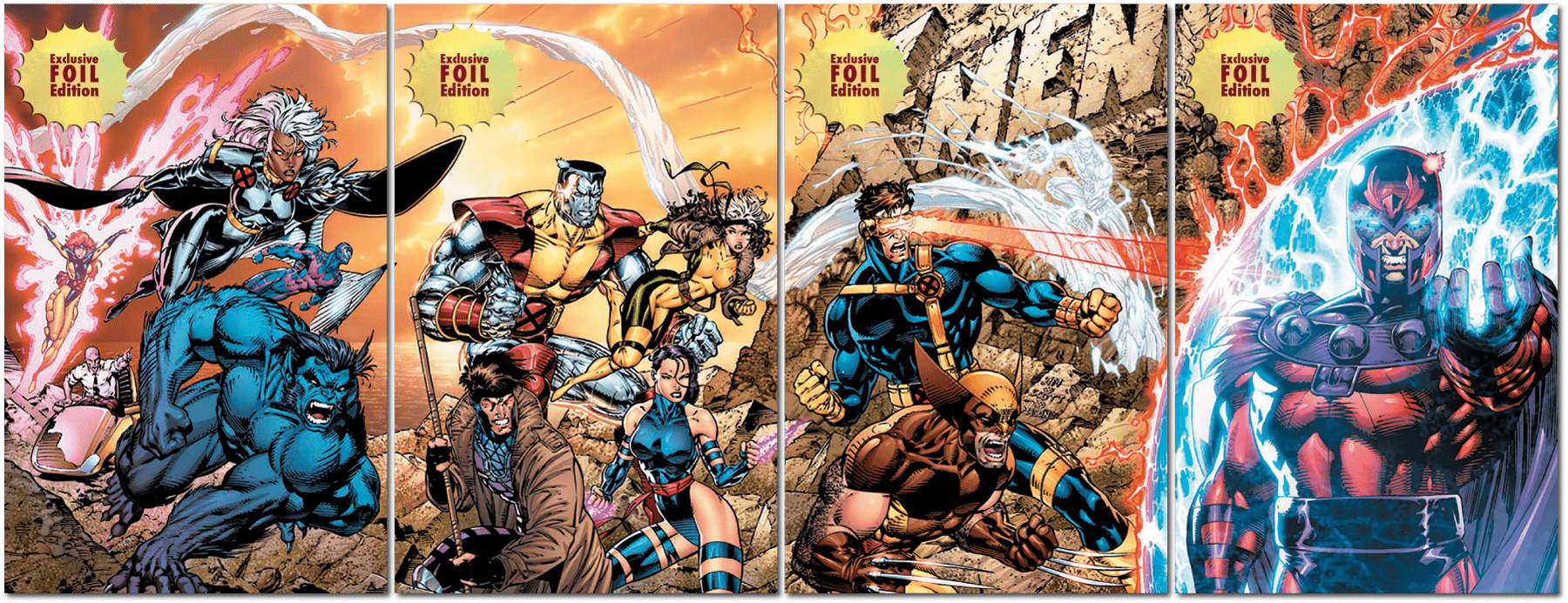 [4 PACK 🚨 Limited Edition! 🚨] [FOIL] X - Men 1991 1 Facsimile Edition Unknown Comics Jim Lee Exclusive Connecting Cover PREMIUM Var (02/12/2025) - East Coast Comics