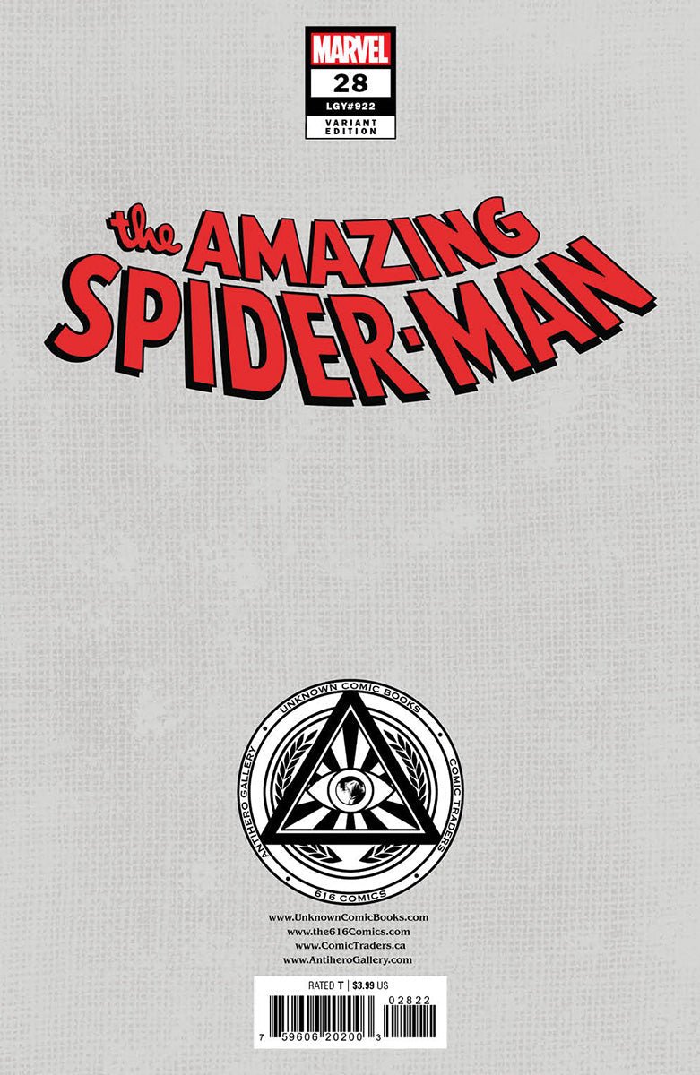 AMAZING SPIDER - MAN #28 UNKNOWN COMICS LUCAS WERNECK EXCLUSIVE VIRGIN VAR (06/28/2023) - East Coast Comics