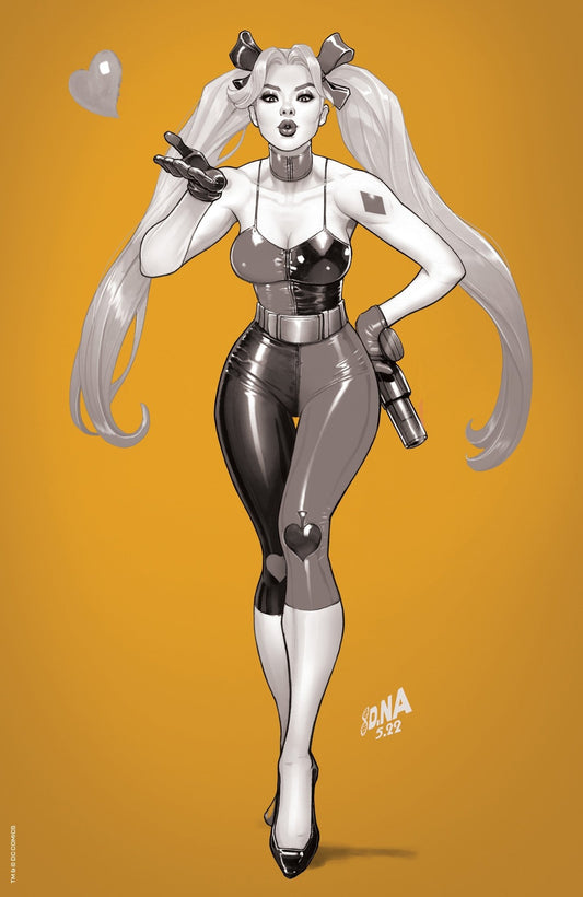 [FOIL] HARLEY QUINN 22 UNKNOWN COMICS DAVID NAKAYAMA GOLD FOIL VIRIGN NYCC 2022 B&W COLOR BLEED VAR (09/28/2022) - East Coast Comics