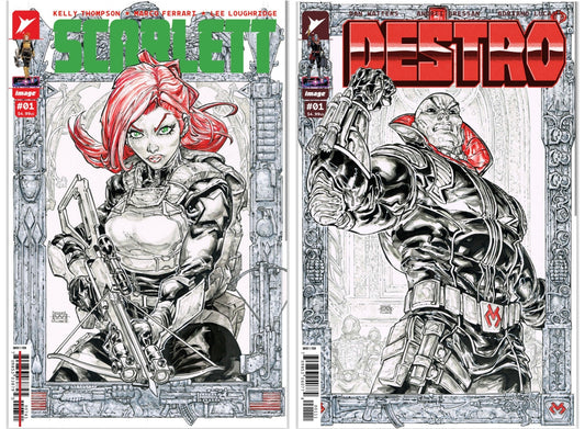 FREDDIE WILLIAMS - Signed Copies of each book SCARLETT 1 AND DESTRO 1 (Energon universe) (2 BOOK BUNDLE) FREDDIE WILLIAMS Black Saber Comics Exclusive - East Coast Comics