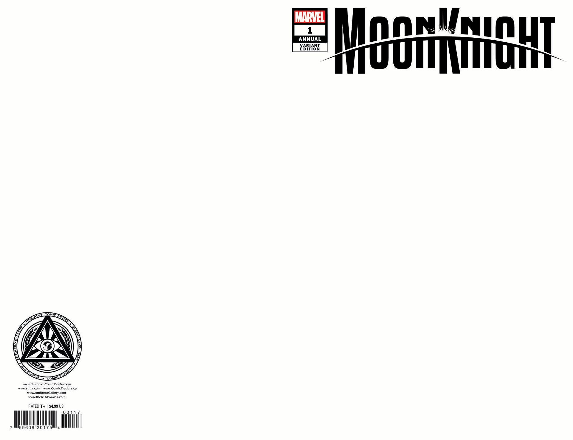 MOON KNIGHT ANNUAL #1 UNKNOWN COMICS EXCLUSIVE BLANK VAR (10/26/2022) - East Coast Comics