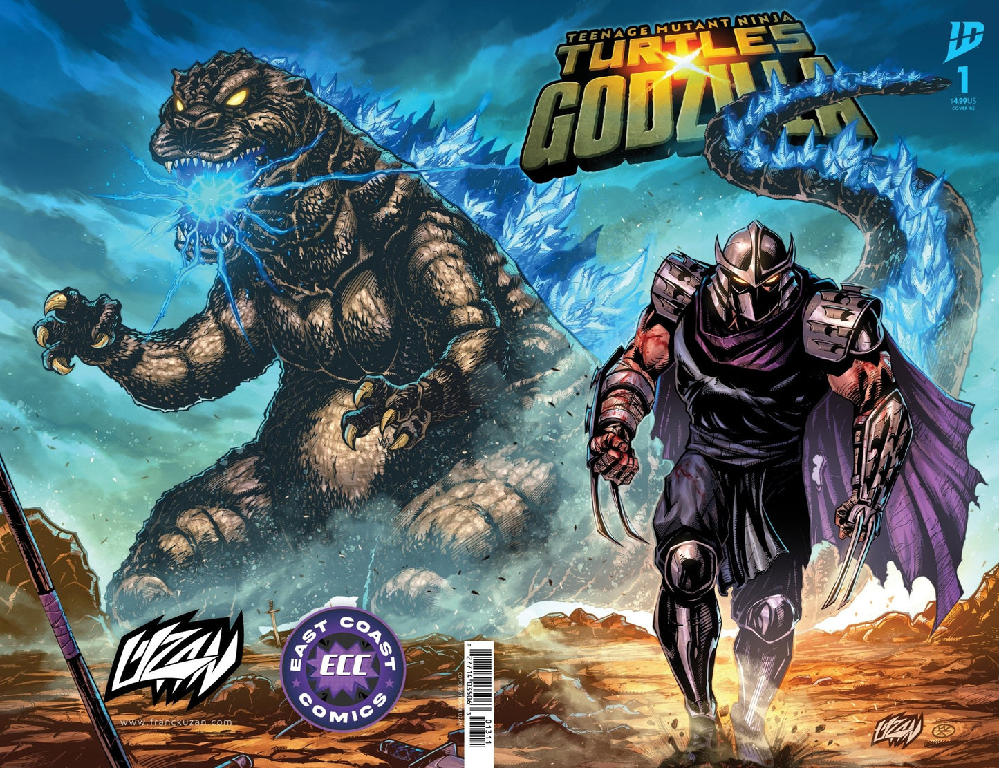 Teenage Mutant Ninja Turtles x Godzilla 1 - Franck Uzan Variant - Right Side Wrap - Around (11/12/25) (Copy) - East Coast Comics